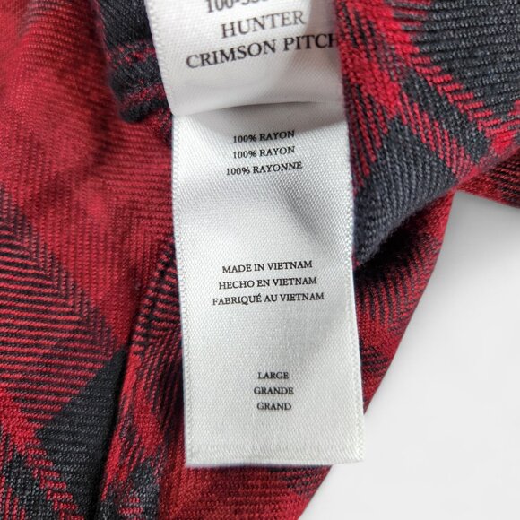 Rails Hunter Plaid Shirt Women's Large Crimson Pitch 100% Rayon Button Down - Picture 7 of 14